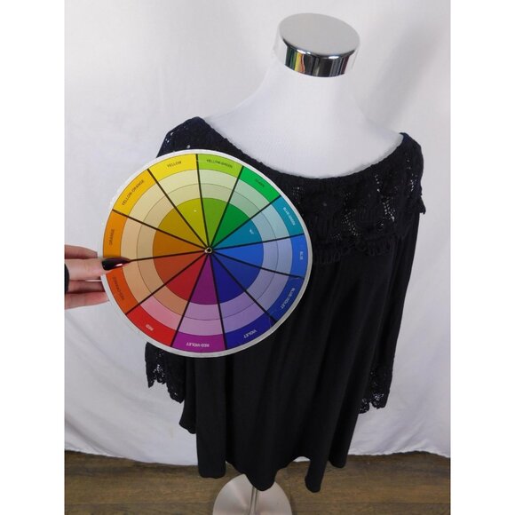 Peck & Peck Black Crochet Off Shoulder Top Boho Witch M - Picture 9 of 11